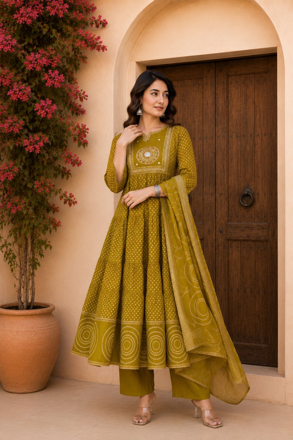 Bandhani Anarkali Kurta Set