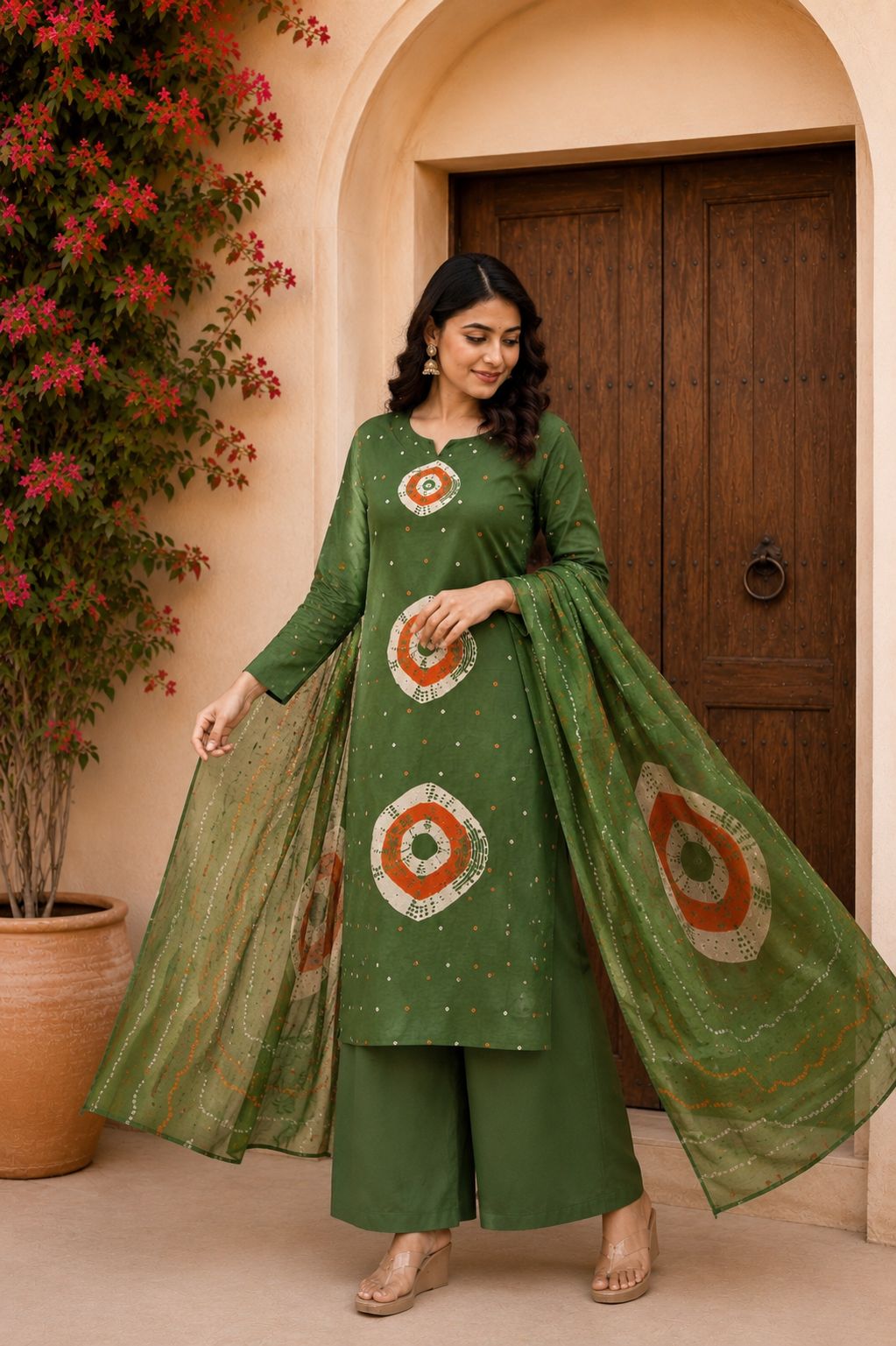 Bandhej kurta plazo set thumbnail 2