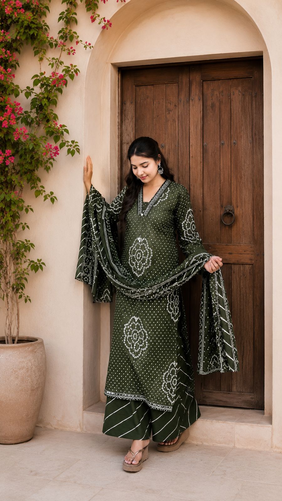 Green Ethnic Printed Kurta Set with Dupatta